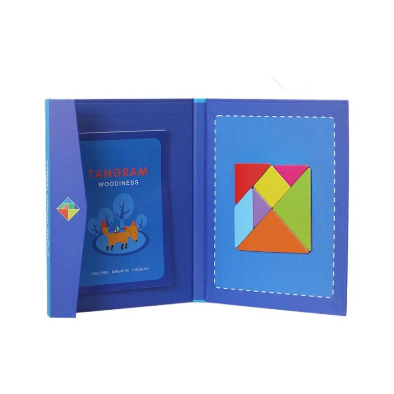 Монтессори Деревянный Пазл Магнитный Танграм Книга-головоломка Обучающие Игрушки Для Детей Обучение Логическая Игра Блок Геометрической Формы