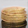 Meier Handmade Full Diamond Leather Cord Multi-layer Bracelet - Unique Color Diamond Bangle