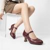 Dames hoge hakken lente en zomer nieuwe dunne hak retro gesp lichte mond enkele schoenen grote maat lage schoenen