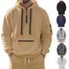 Herrhöst/Vinter Huvtröja Pullover med Fickor och Förtjockad Sammet, Casual Sportkläder
