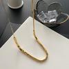 Women's European & American Titanium Steel Square Necklace - Light Luxury Clavicle Chain, Niche Design, Trendy Internet Celebrity Style.