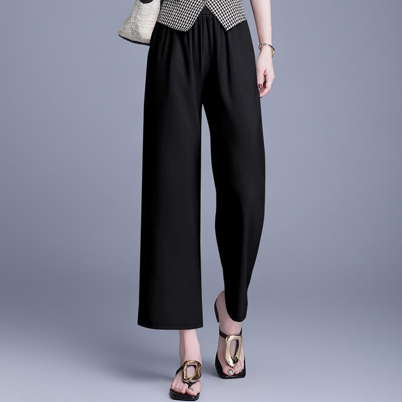 

2026 Spring/Summer Slimming Trousers: Women s Casual Slim Straight-Leg Pants 4XL чёрный