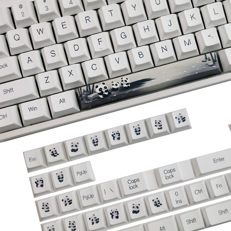 142 Keys  Keycaps Panda  PBT Sublimation Keycap  Profile Fit for 64 68 87 104 Mechanical Keyboard Keycap