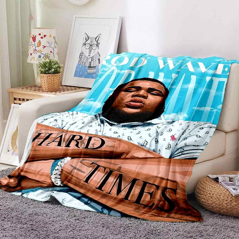 HOT Rod Wave 3D Print Rapper Star Soft Plush Blanket,Flannel Throw Blanket for Living Room Bedroom Picnic Bed Sofa Cover