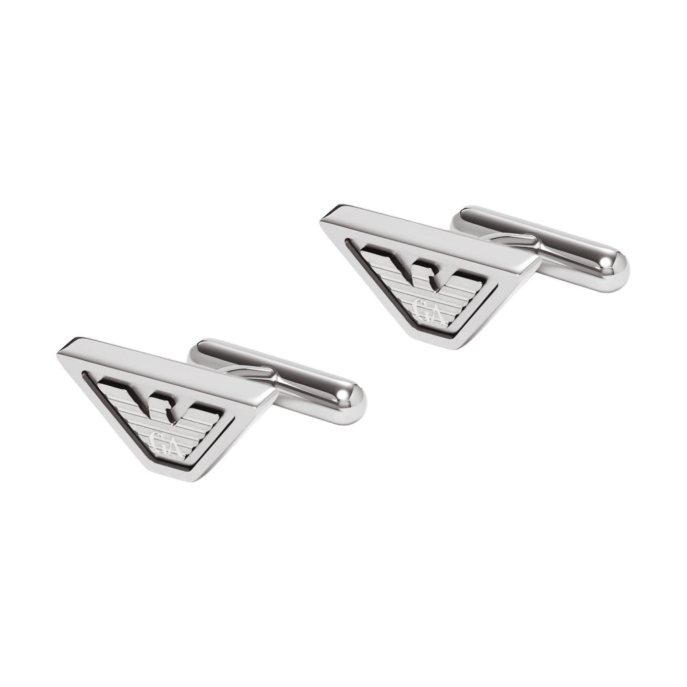 Emporio Armani Logo Decorated Stainless Steel Cufflinks Men accessories Silver EGS3129040_NLP_NLC F,Silver