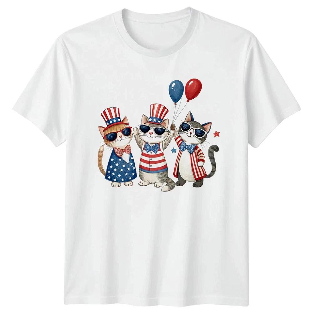 Patriotic 4th July American Cats Unisex T Shirt 4th Of July Gift S