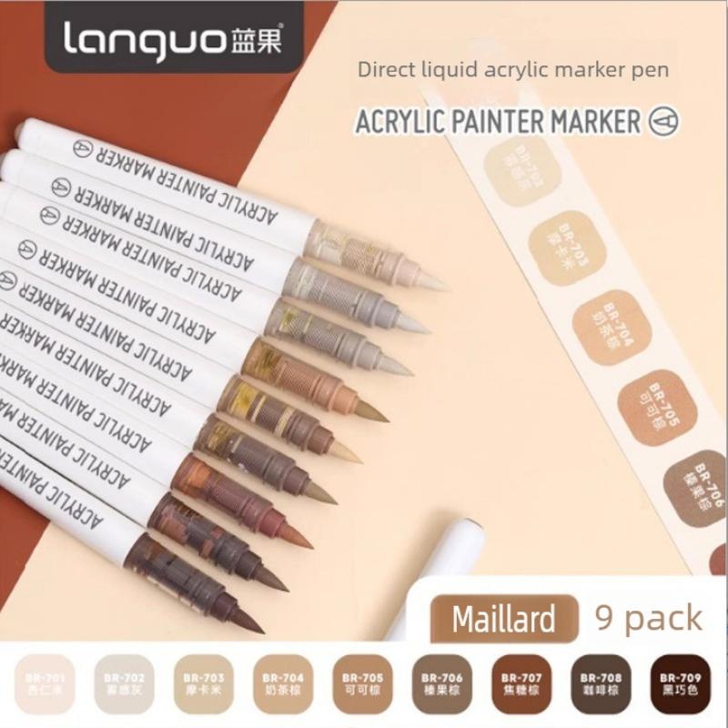 LANGUO 288/9 Colors Acrylic Paint Marker Pens Soft Brush Professional Drawing Pens for Graffiti School Stationery Art Supplies