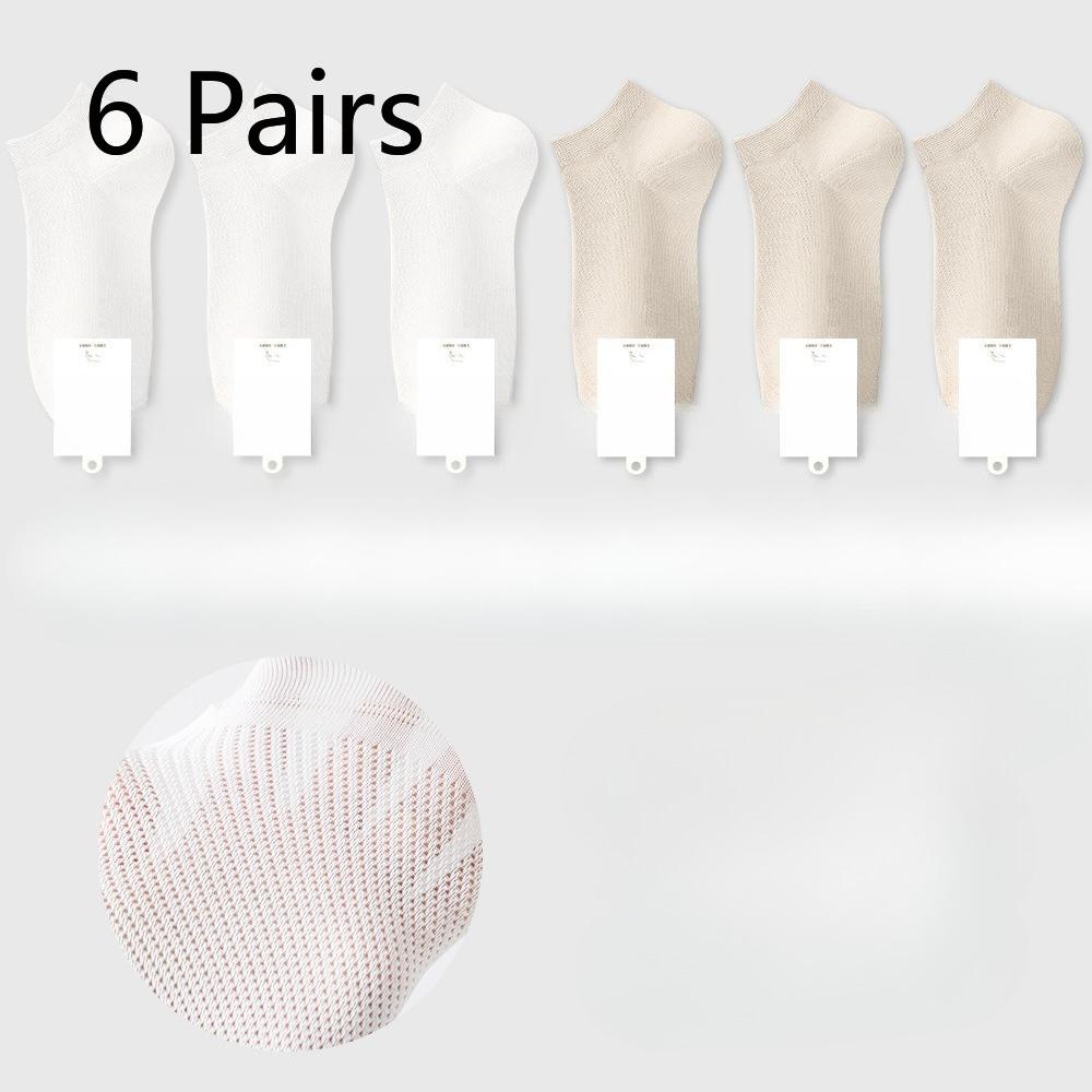 

6 пар женских летних тонких хлопковых бесшовных дезодорирующих влагопоглощающих сетчатых носков-лодочек на пятку 6 Pairs