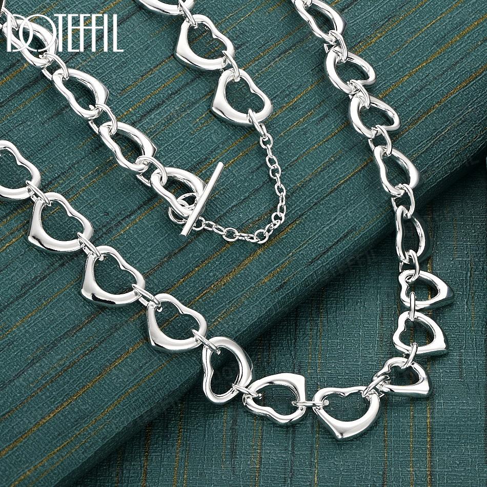 

Серебряная цепочка-сердечко 925 пробы, 18 дюймов, Свадебные украшения 45cm