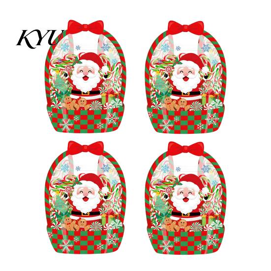 Candy Bags with Handle 2/4/6Pcs Clear Gift Bag for Halloween Christmas, Goodie Treat Holders Handle, Resealable Sealed Pouch Holiday Party Favors