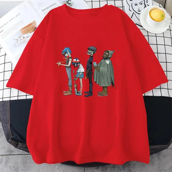 Musikkband Gorillaz PUNK ROCK T-skjorte Herre Kvinner Sommer 90-tallet O-hals Bomulls Kortermede T-skjorter Klær Vintage Y2K Clothing Tee