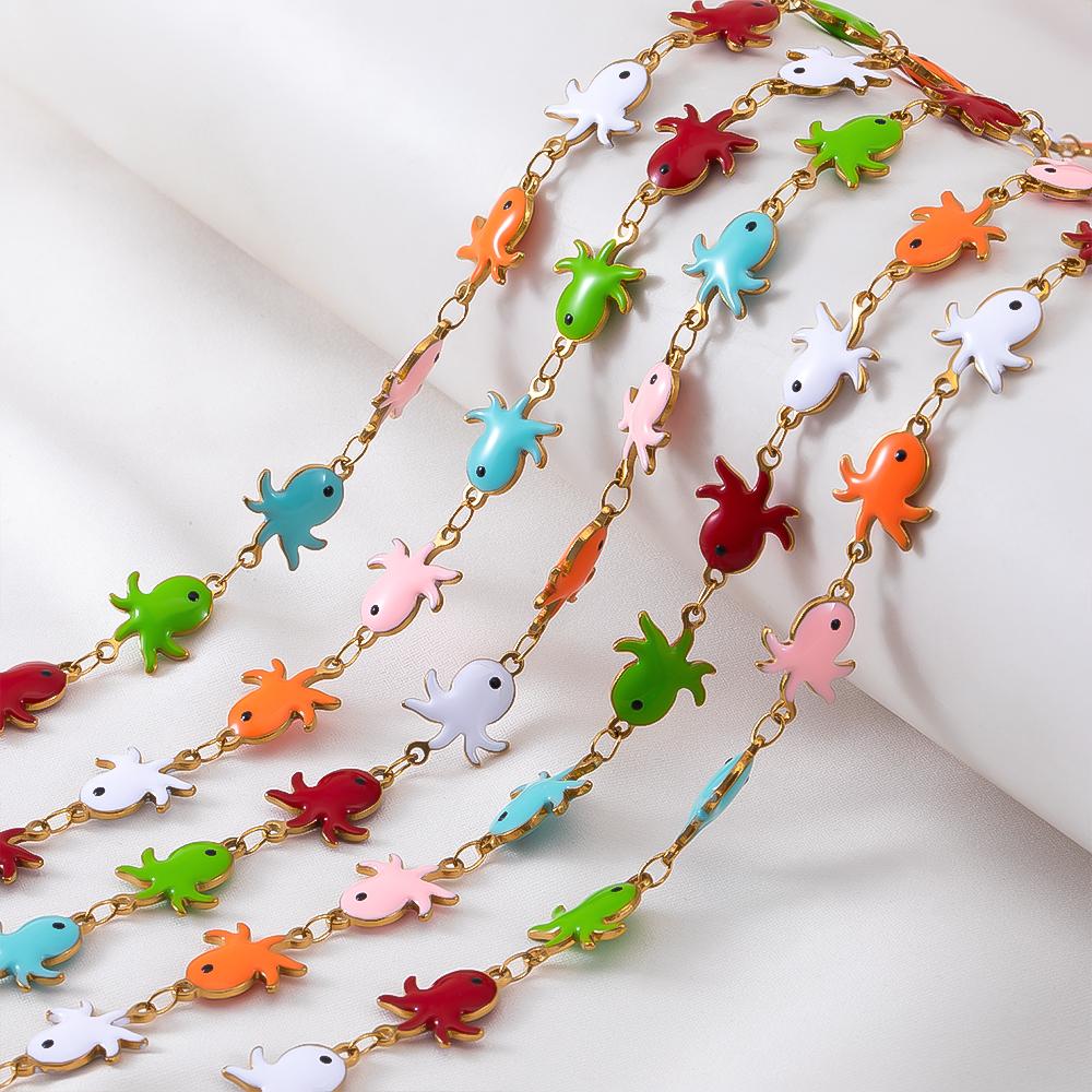 0.5M 1M Stainless Steels Cute Enamel Octopus Gold Chains for DIY Necklaces Making Jewelry Findings Sea Bracelets Anklet Supplies