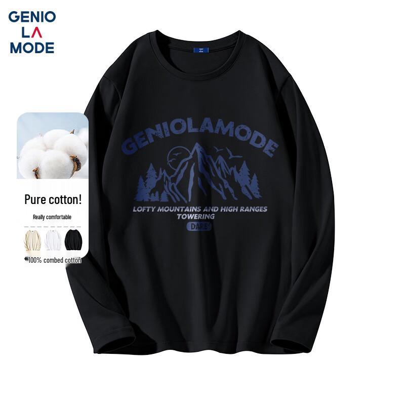 GENIOLAMODE Men s Pure Cotton Fall Long-Sleeve T-Shirt 2XL