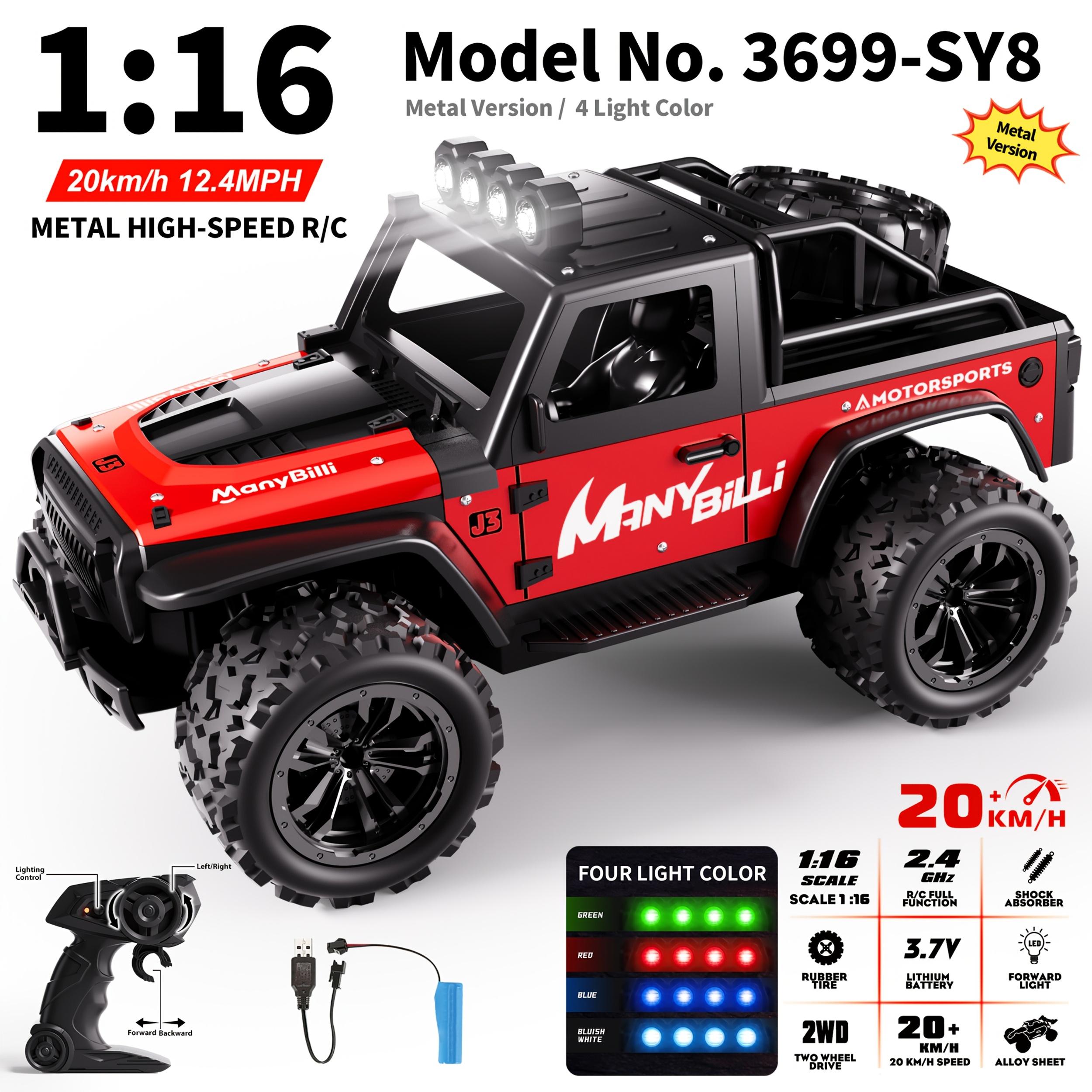 1:16 Scale Metal Remote Control Cars 2WD High-Speed RC Vehicle 20Km/H 2.4Ghz With Light RC Car For Kids Boys Gifts красный