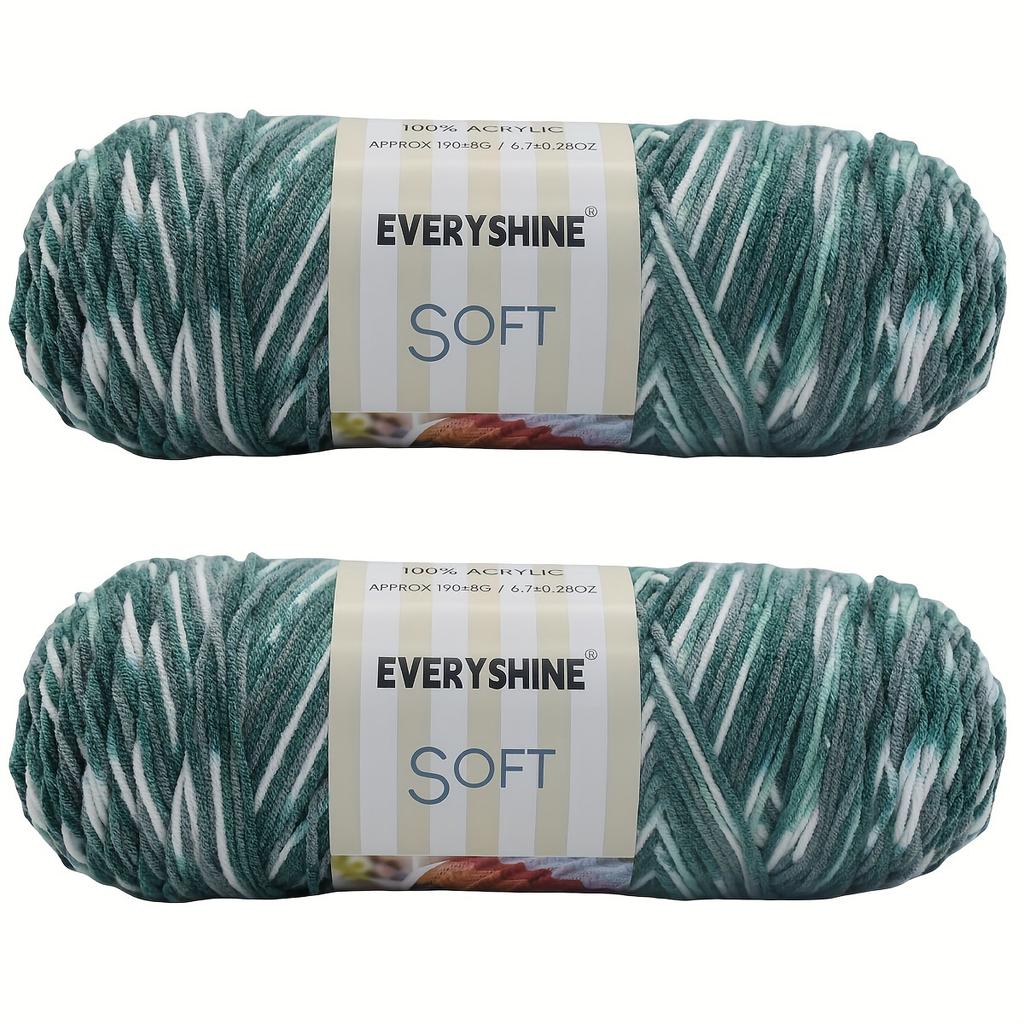 Soft Acrylic Yarn 2-Pack 190 g/pc 5Ply Medium Weight  Multicolor Yarn for Knitting, Crochet & Crafts - Ideal for Sweaters