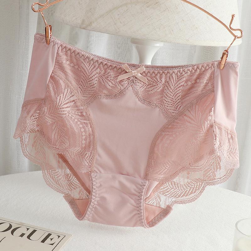 Sexy Damen-Unterwäsche in Übergröße, mittlerer Bund, nahtlos, mit Spitzenbesatz, atmungsaktiv - 200 Jin Dreieck-Slips