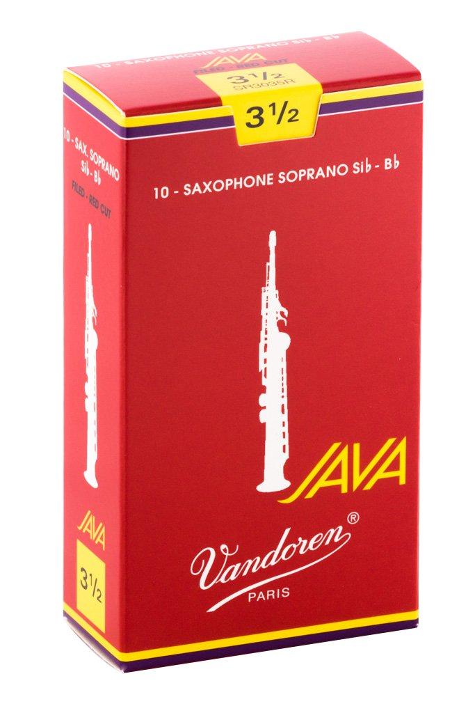 Vandoren Java Filed Red Cut Soprano Saxophone Reeds, 3-12 Hardness (Pack of 10)