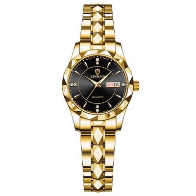 Watch Gold Analog Simple Day of the Week Calendar 3ATM Waterproof Casual Business Stainless Steel Strap Ladies Watch Day Christmas Present Women's -