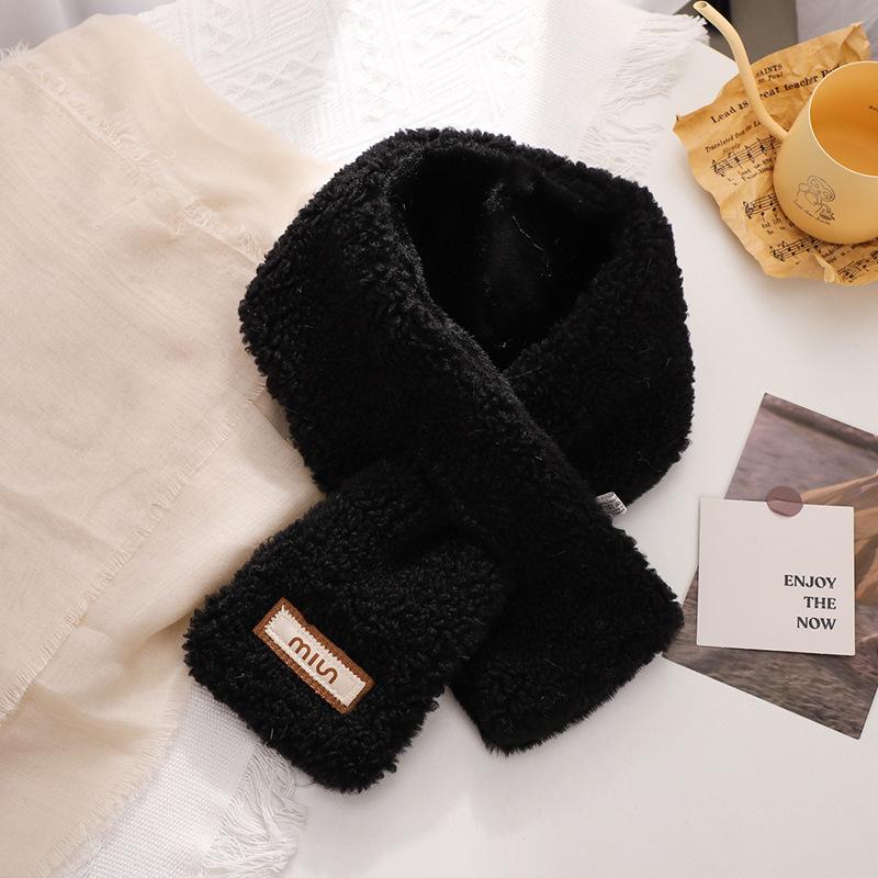 Winter solid color fashionable versatile personality trend printed warm breathable scarf cold comfortable cross neck scarf