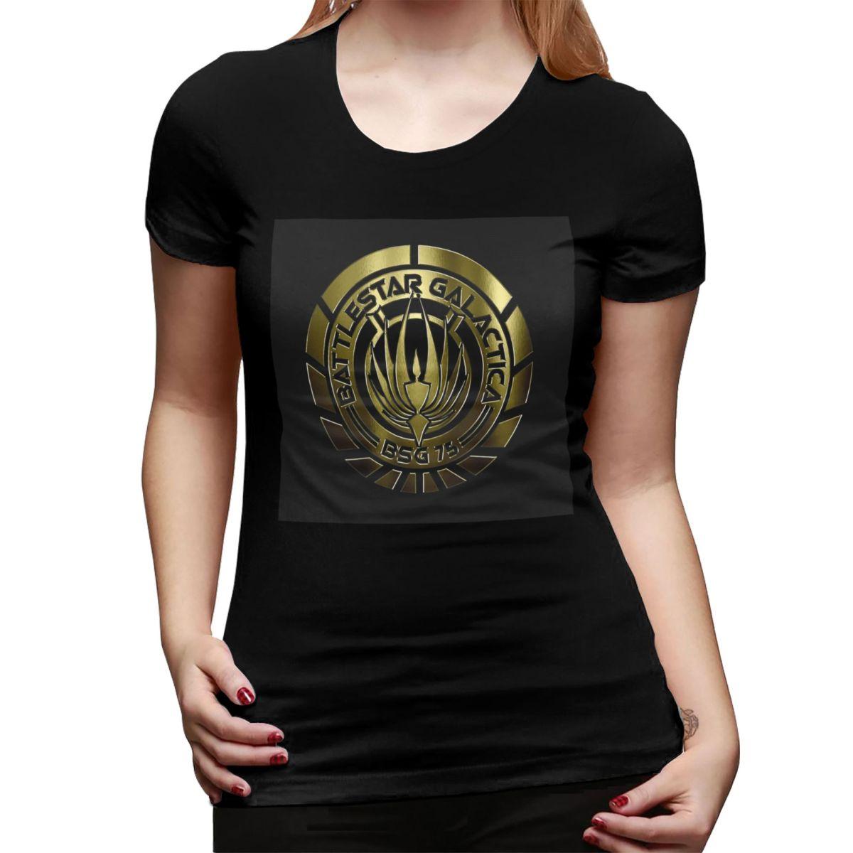 

Battlestar Galactica Crest Metal TShirt for Women Crew Neck Streetwear T Shirts Womens Short Sleeve Summer Clothes Tops 2XL