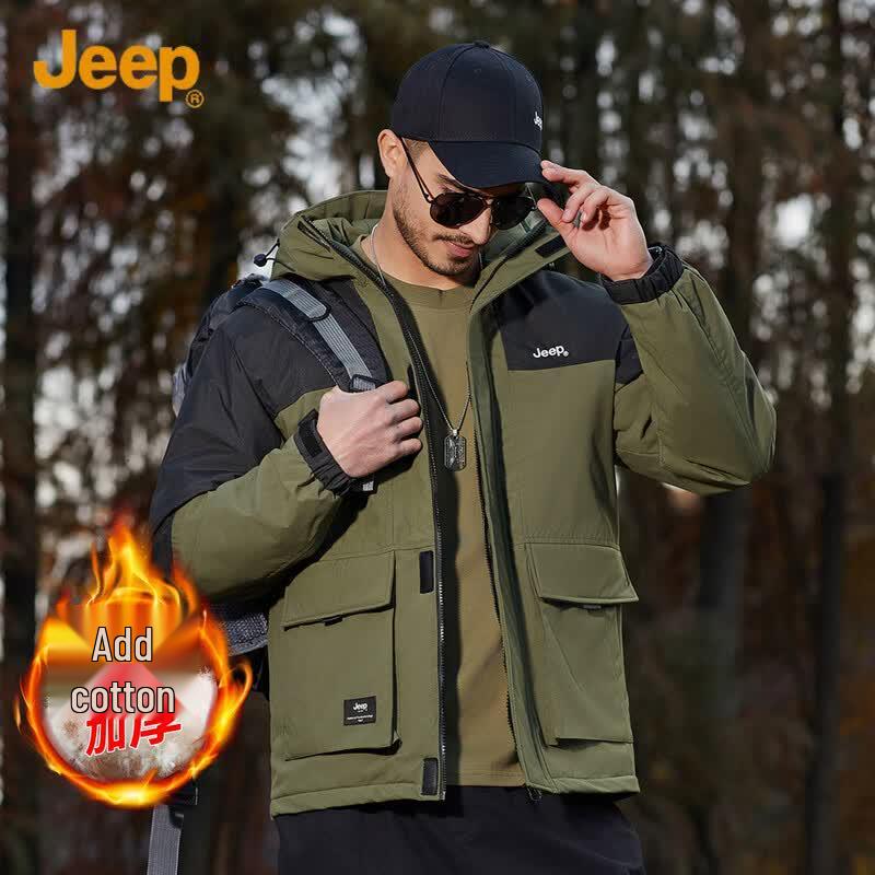 JEEP Men s Thickened Multi-Pocket Cargo Padded Jacket L