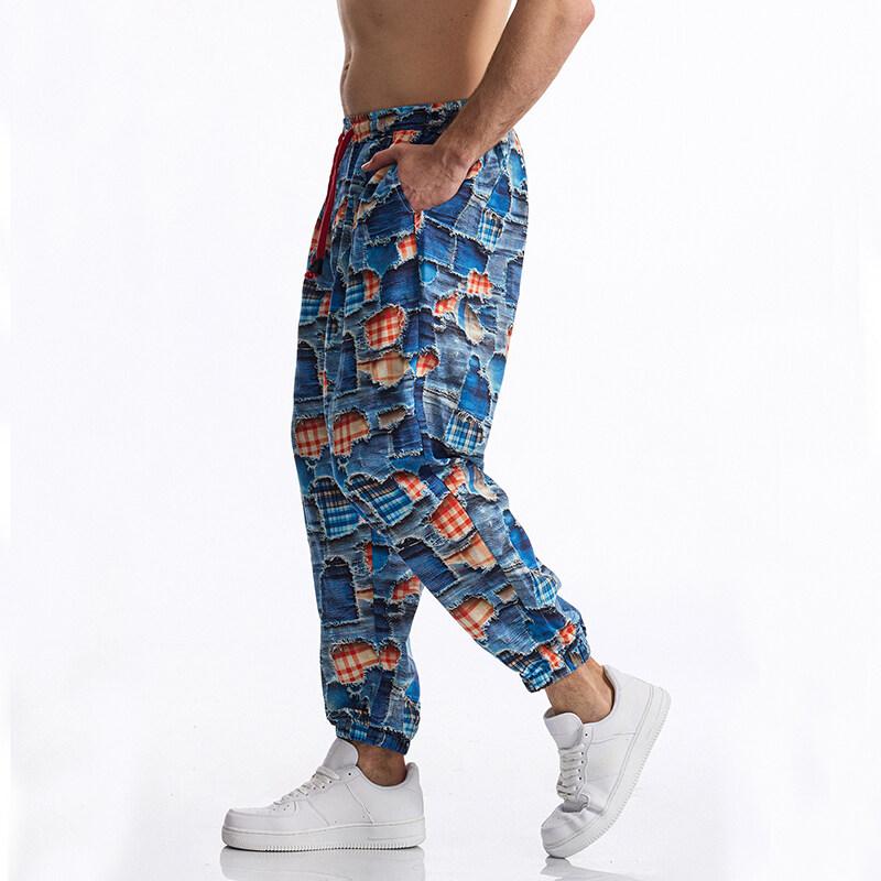 Summer Cotton Linen Men's Casual Drawstring Graphic Print Boho Tribal Vintage Pants Outdoor Activities Trousers Running Jogger
