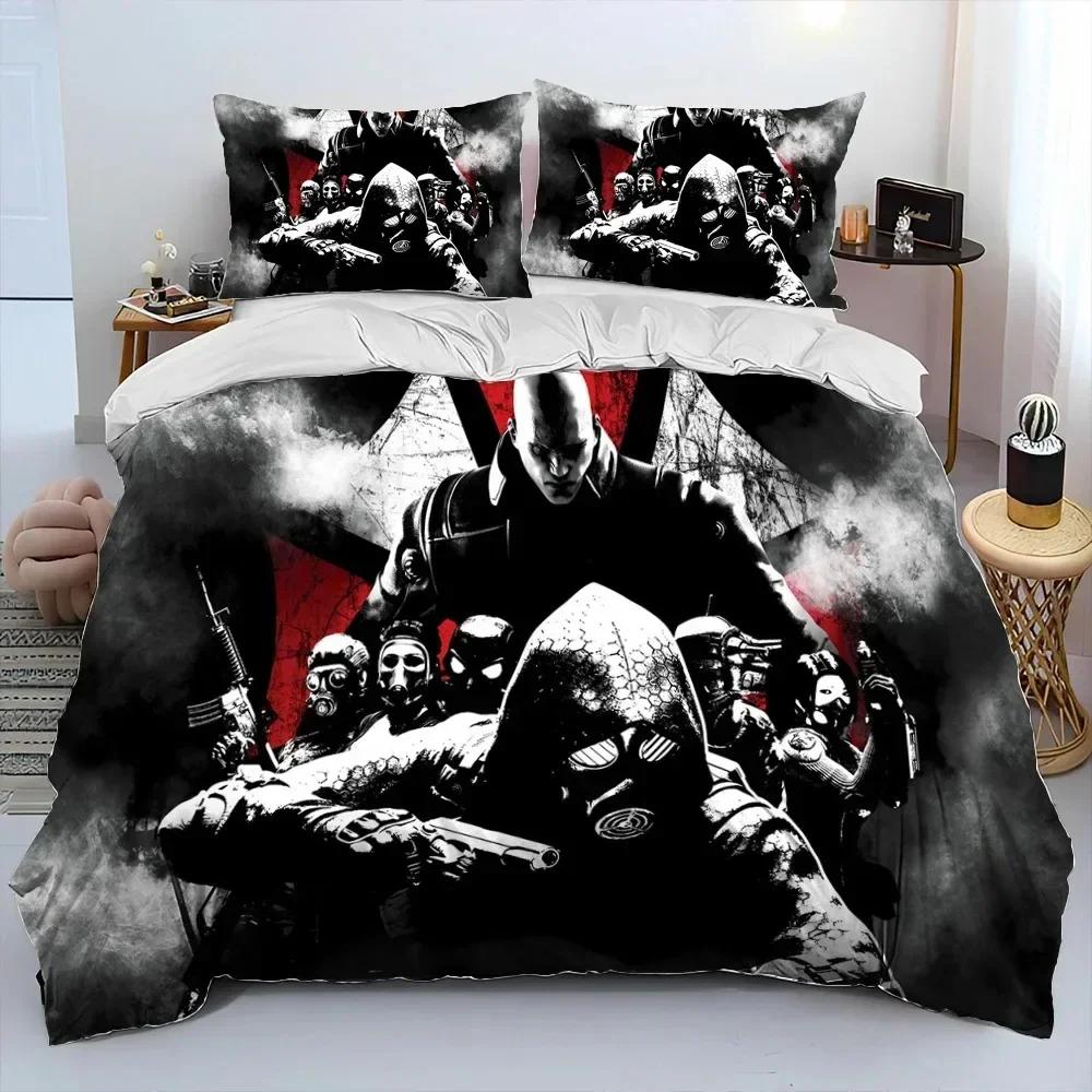 R-Resident Evil Games Gamer Bedding Set Duvet Cover Sheet Printed Bed Set Pillowcase Bed Full Queen King Size Comforter Bedroom