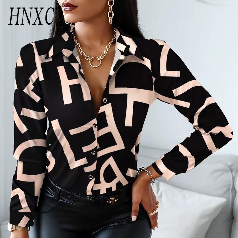 HNXC Women's Fashion Casual Long Sleeve POLO Neck Blouses & Shirts