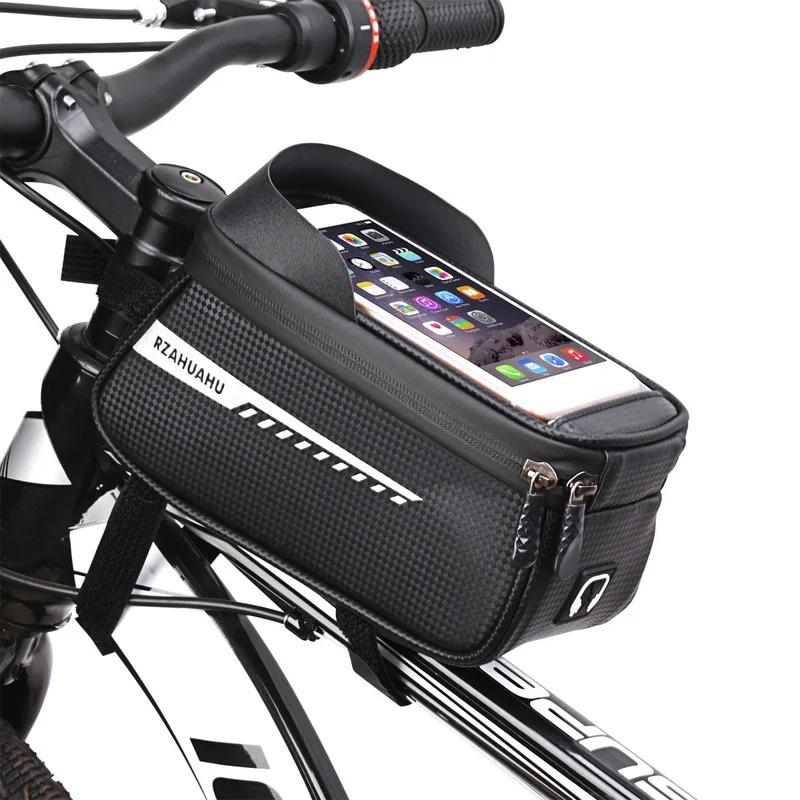 Bicycle Front Beam Bag Front Tube Cycling Bag Bicycle Waterproof Phone Case Holder Touchscreen Waterproof Saddle Bag Accessories