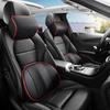 PU Leather Car Neck Pillow Memory Foam Auto Rear Seat Back Headrest Lumbar Supports Travel Cushion Cover Auto Accessories