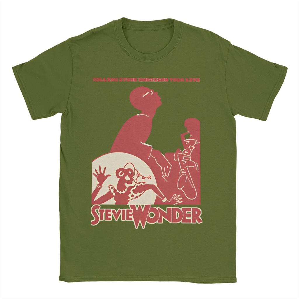 Herren 2025 Heißer Sommerverkauf STEVIE WONDER T-Shirt Reine Baumwolle Kleidung Neuheit Kurzarm O-Ausschnitt T-Shirts Sommer T-Shirt