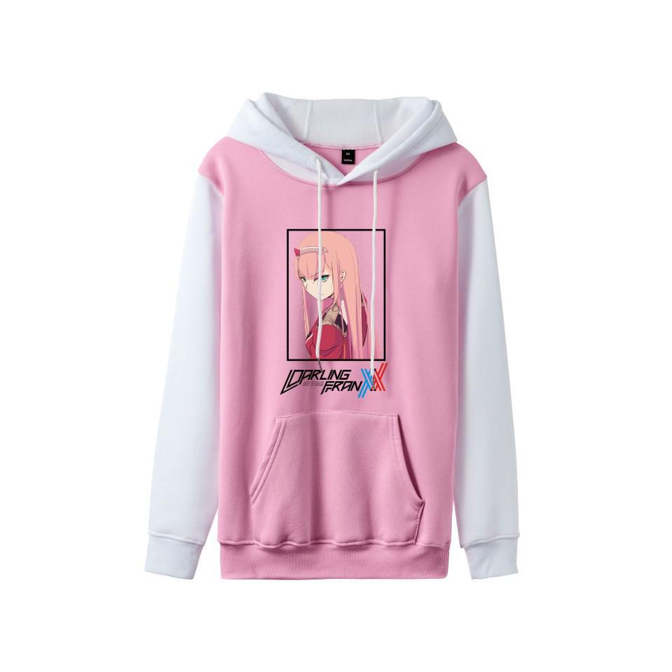 Zero Two Darling in the Franxx Colorblock Hoodie - Herbst/Winter Lässiger Anime Pullover