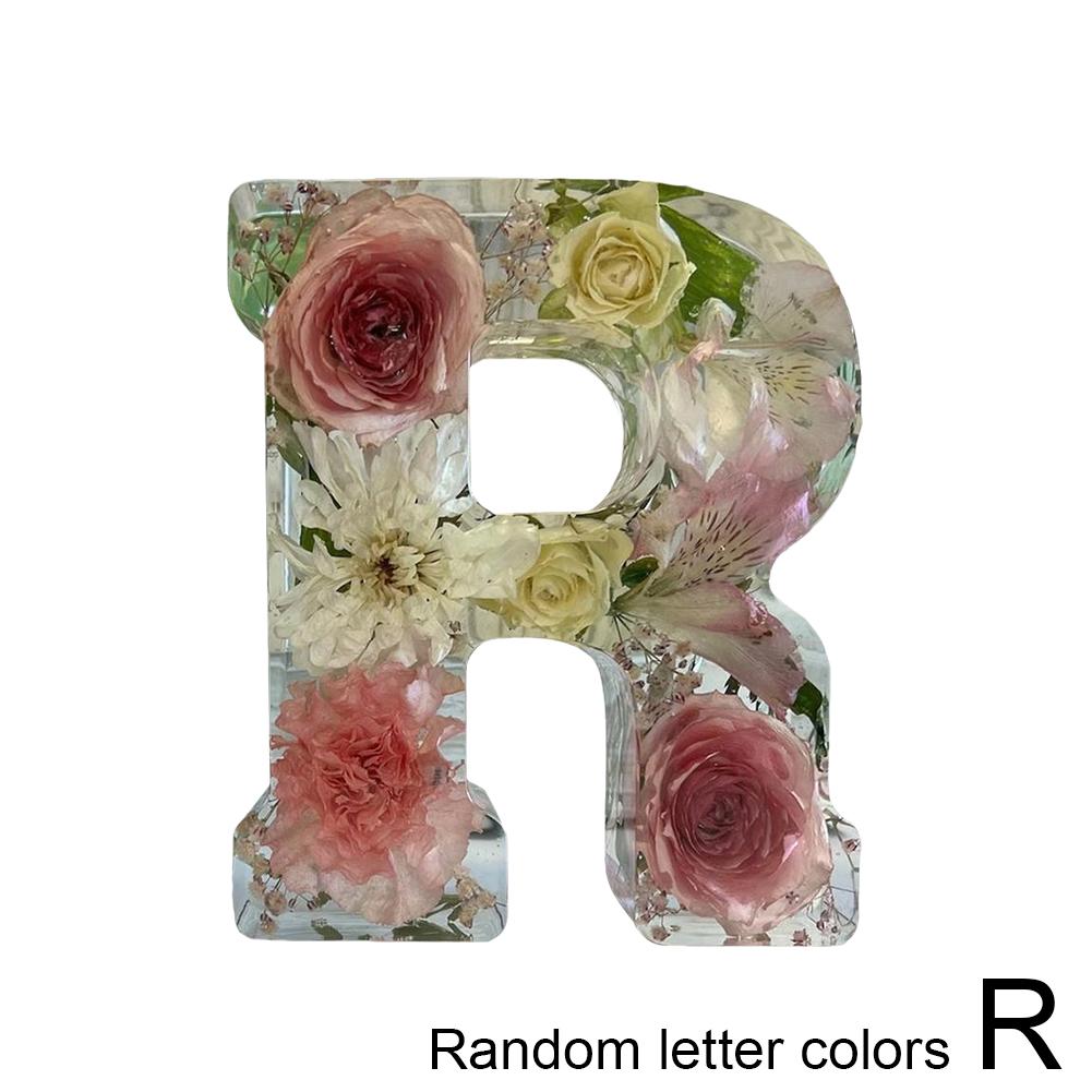 Floral Letter Night Light Alphabet Letter LED Lights Luminous Number Lamp Decorative Resin Lamp With Initial Letter & Dry Flower