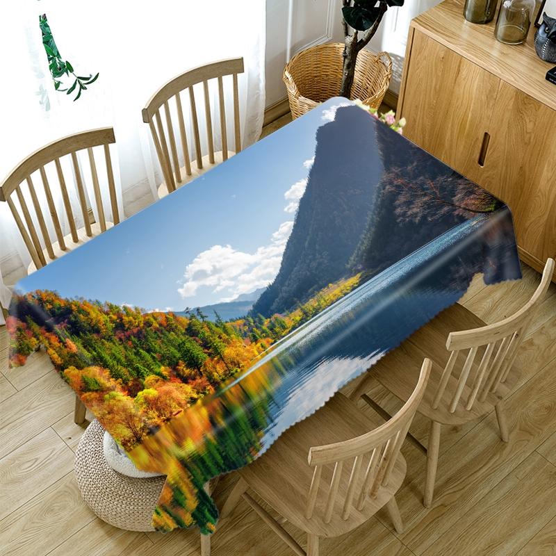 Față de masă din bumbac îngroșat peisaj natural model peisaj dreptunghiular/rotund pânză de masă pentru nuntă picnic petrecere