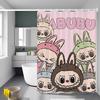 Cute L-labubu Cartoon Shower Curtain Bath Curtain Print Polyester Fabric Waterproof Bathroom Curtains With Hooks Bath Screen