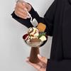 Fruit Bowl Restaurant Cake Ice Cream Desktop Stainless Steel Wooden Foot Dessert Tall Cup Dessert Bowl Decoration Storage Trays
