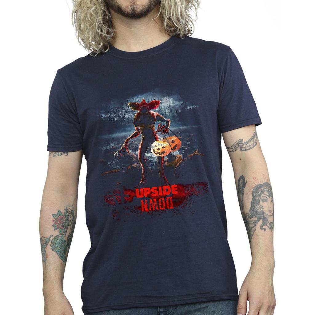 Netflix Mens Stranger Things Pumpkin Upside Down T-Shirt