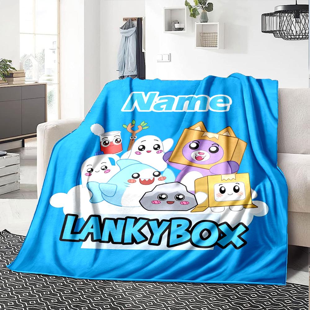 Custom Name LankyBox Theme Printed Blanket - Perfect for Couch, Bed, Travel & Outdoor Use | Machine Washable, Cozy & Durable.