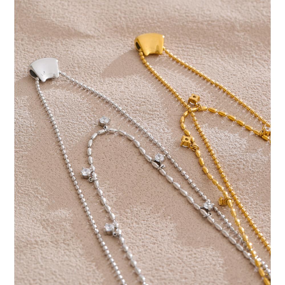 Eetit Luxury Fashion Double-Layer Zirconia Drop Exquisite Chain Overlay Necklace Stainless Steel Popular Pendant Collar Jewelry