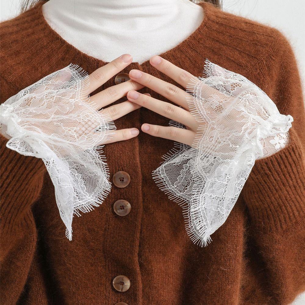 Elegant Lace Detachable Sleeve Cuffs Floral Detachable Fake Sleeve Elegant Sweet Sleeve Cuffs Clothes Accessories