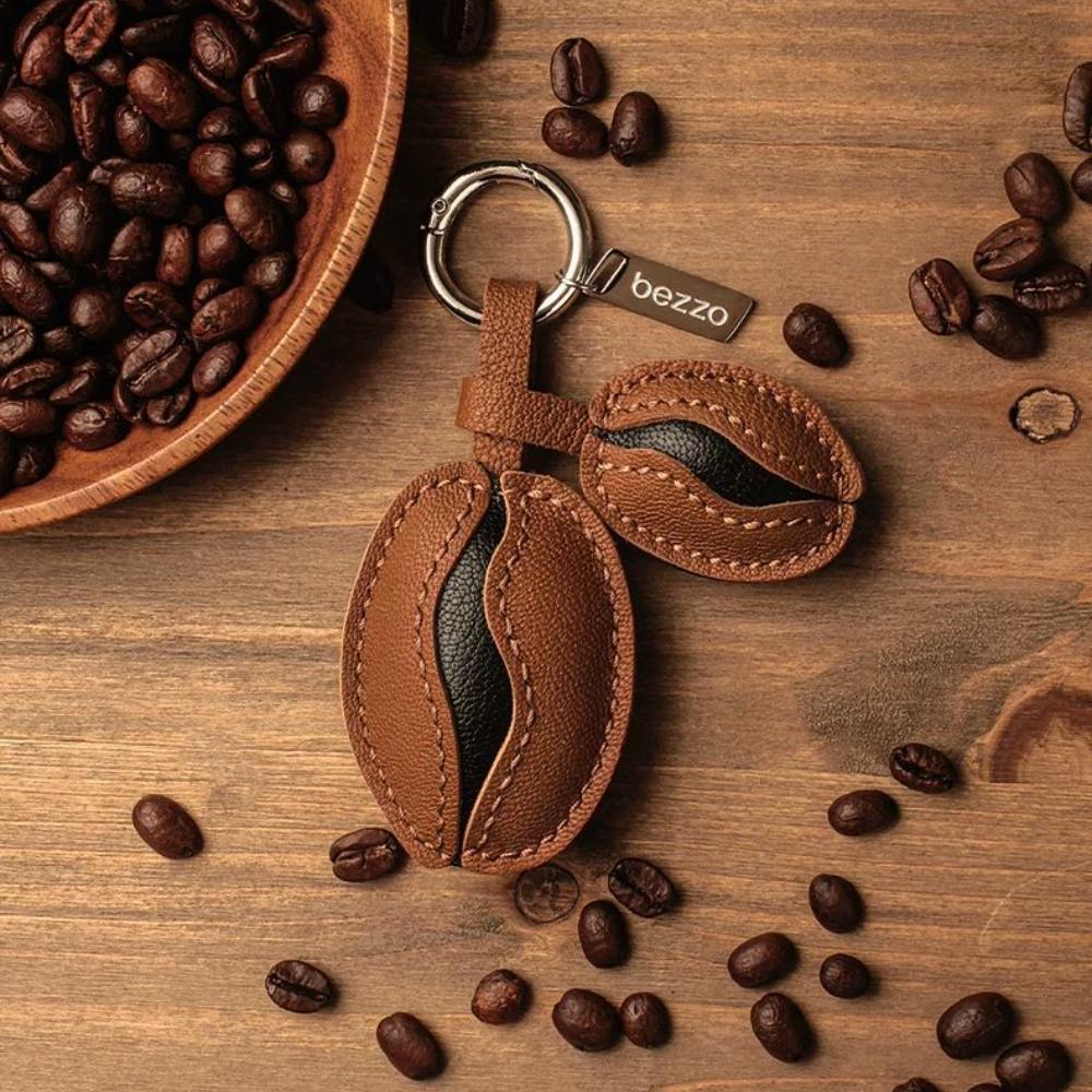 Cowhide Bag Charm Exquisite Coffee Bean String Pendant Keychain All-match Cute Backpack Pendant Bags Accessories Handbag