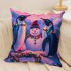 Cute Colorful Penguin Cushion Cover Silky Short Plush Invisible Zipper Dustproof Sofa Pillow Case For Home Decor