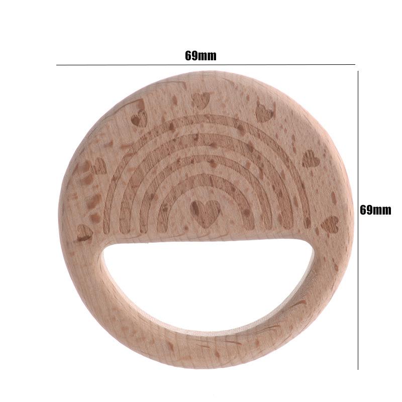 1Pcs Wooden Rodent Teethers Baby Cartoon Animals Rainbow Ice Cream Beech Teether Pendant For Baby Pacifier Chain Nurse Gifts Toy