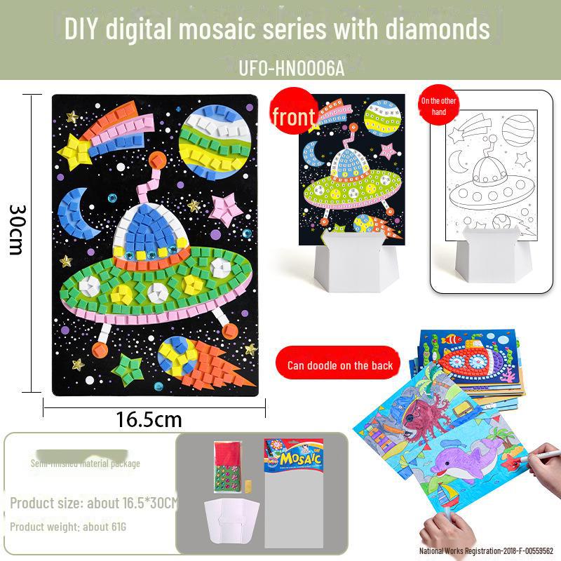 Dziecięca mozaika diamentowa DIY, zestaw naklejek EVA - Ręcznie robiona zabawka edukacyjna