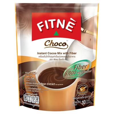FITNE ' Choco Instant Cocoa Mix com fibra 10 Sachês - Tailandês