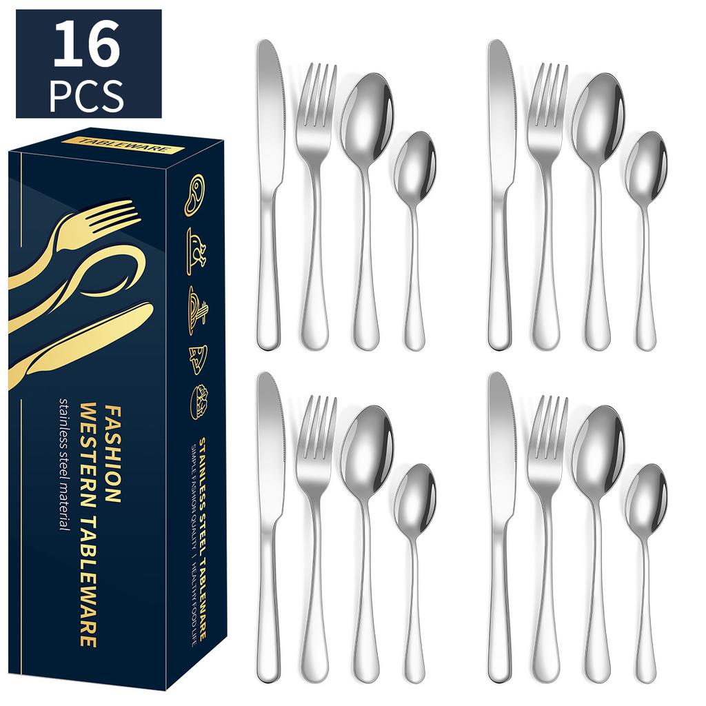 Popular 1010 Stainless Steel Tableware, Knife, Fork, Spoon Set, 24 Piece Set/16 Piece Set, Western Food Tableware Is Cheap