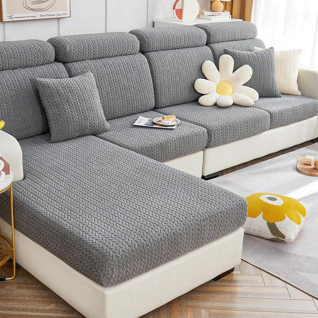 Stretch Sofa Seat Cushion Covers Velvet Jacquard Furniture Protector Couch Slipcover 3 Seater For Cats Dogs Non Slip
