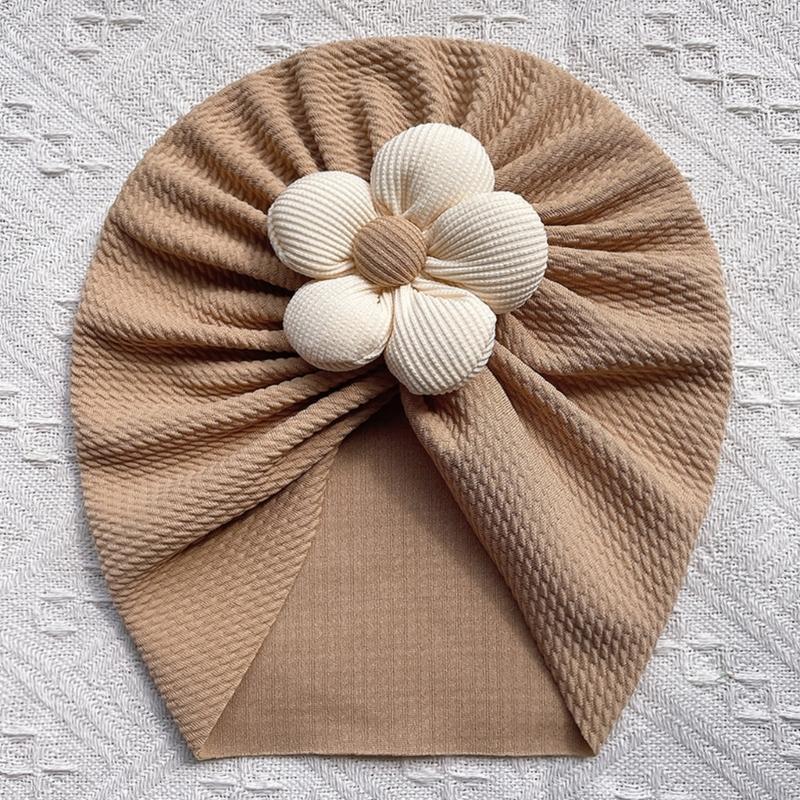 Nursery Hospital Turban Hat for 0-2 Years Baby Girls Infants Baby Beanie Cap Headwrap with Big Flower Soft Bonnet Cap