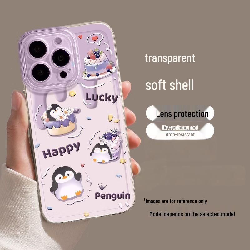 

Happy Penguin Space Case: Soft Phone Cover for iPhone Pro Max, Air, 16, 15, 14 iPhone 13 Pro