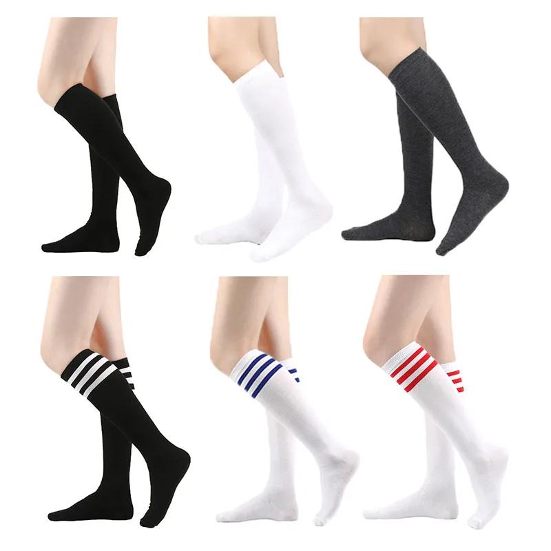 Solid Knee Length Socks Women's Striped Lolita Warm Hip-hop Sports Socks Harajuku Socks JK White Sock